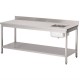 . Mesa acero inoxidable Gastro M con fregadero y peto 1400(An)x700(F)x850(Al)mm