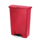 . Cubo residuos Rubbermaid pedal frontal 90L rojo