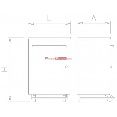 Cubo de basura industrial en acero inoxidable con ruedas y soporte para bolsa de 110L