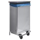 Cubo de basura industrial en acero inoxidable con ruedas y soporte para bolsa de 110L