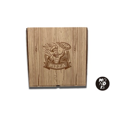 Caja pizza imitación madera 30x30x4 cm
