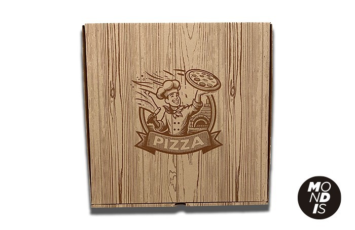 Caja pizza imitación madera 30x30x4 cm