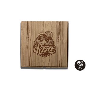 Caja pizza imitación madera 33x33x4 cm