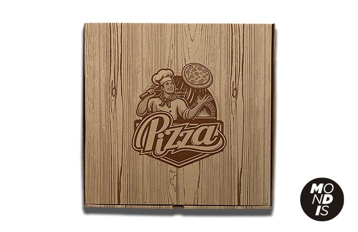 Caja pizza imitación madera 33x33x4 cm