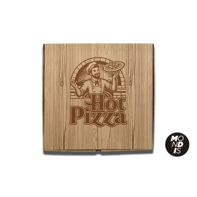 Caja pizza imitación madera 40x40x4 cm