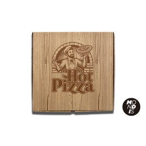 Caja pizza imitación madera 40x40x4 cm