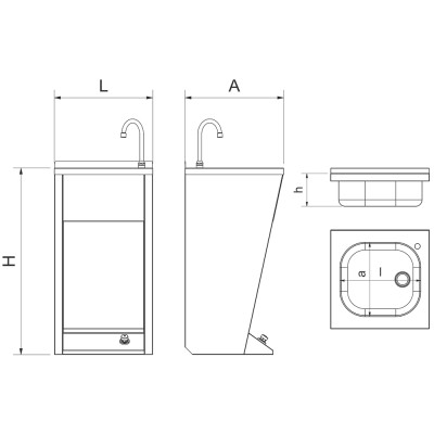 Lavamanos registrable con pedestal Serie Black