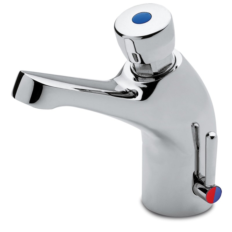 Grifo temporizado dos aguas con selector de temperatura