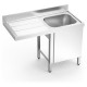 Fregadero para lavavajillas con puerta 1 cubeta escurridor izquierda 1200x600 mm