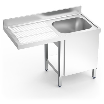 Fregadero para lavavajillas con puerta 1 cubeta escurridor izquierda 1200x600 mm