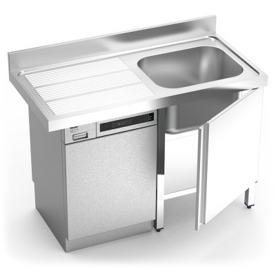 Fregadero para lavavajillas con puerta 1 cubeta escurridor izquierda 1200x600 mm