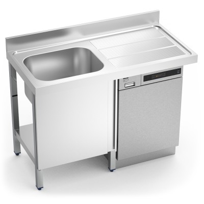 Fregadero para lavavajillas con puerta 1 cubeta escurridor derecha 1200x600 mm