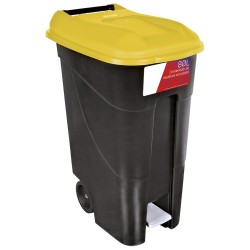 Contenedor de desperdicios con tapa y ruedas amarrillo 80 lts. Serie GO!