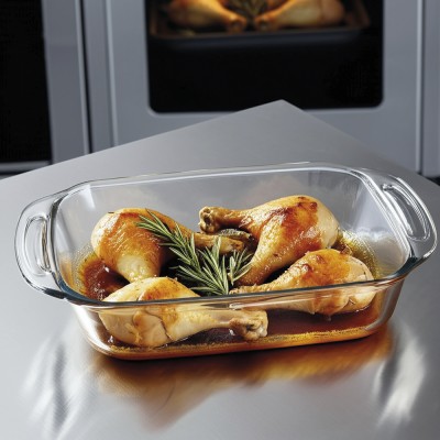 Bandeja para horno rectangular de cristal 3,5 lts
