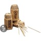 Palillero de madera con diseño tallado con palillos redondos fabricados en madera de abedul. Modelo: PRP009