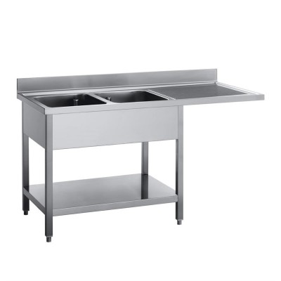 Fregadero acero inoxidable Gastro-M acero inoxidable con estante. peto y hueco lavavajillas gn207