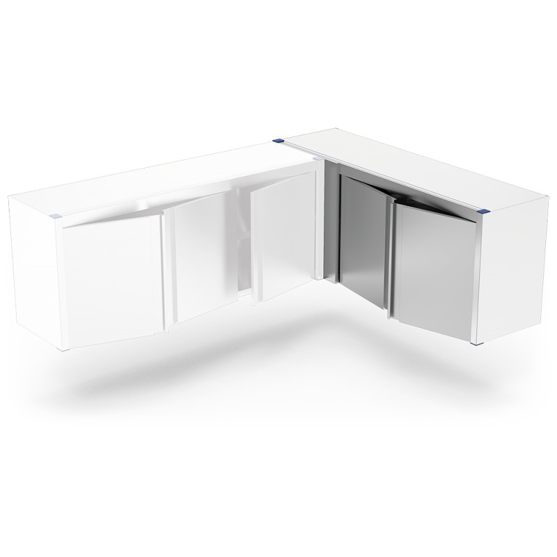 Armario inox de esquina izquierda con puertas abatibles 1575x440x660 mm