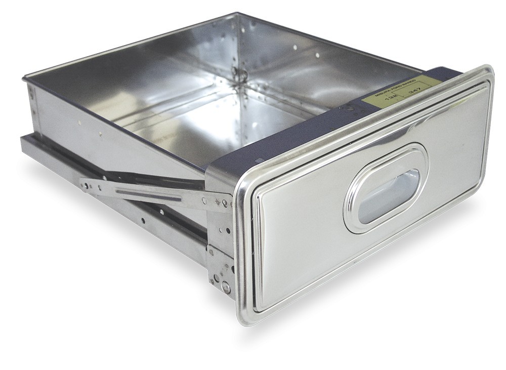 Cajón y tolva inox para acoplar por el cliente con tirador elíptico