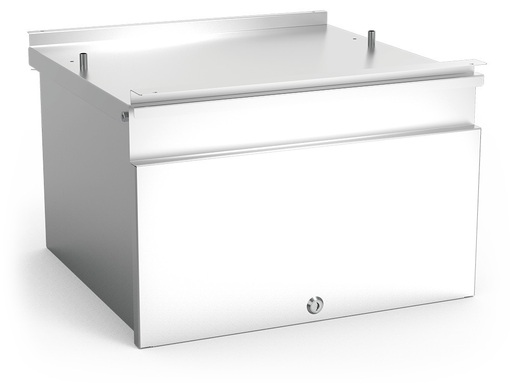Cajón inox grande acoplado a mueble