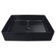 Lavabo rectangular negro de sobre encimera para baño