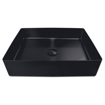 Lavabo rectangular negro de sobre encimera para baño