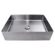 Lavabo rectangular inoxidable de sobre encimera para baño