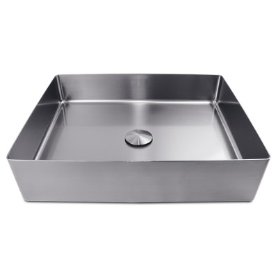 Lavabo rectangular inoxidable de sobre encimera para baño