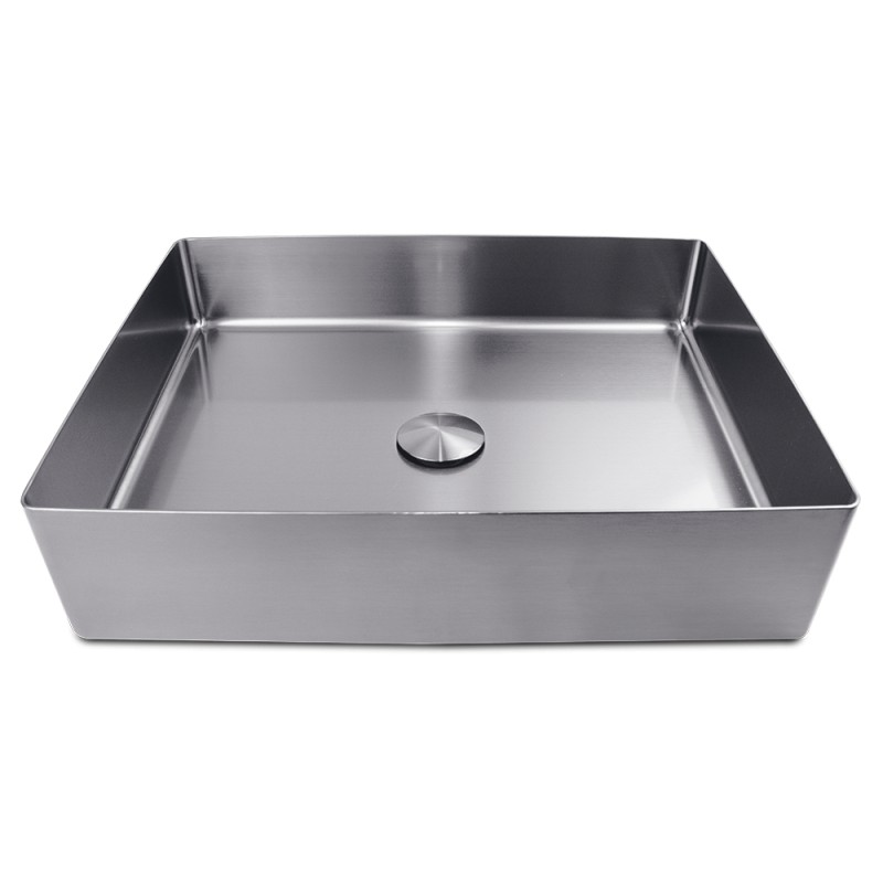 Lavabo rectangular inoxidable de sobre encimera para baño