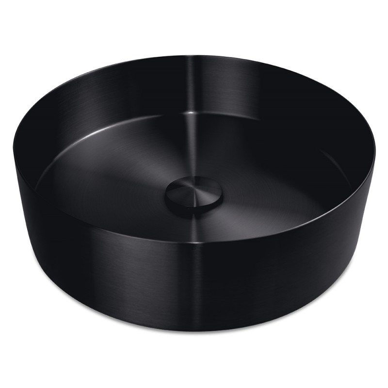 Lavabo redondo negro de sobre encimera para baño