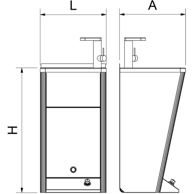 Lavamanos registrable portátil acero inox con agua caliente | Serie GO