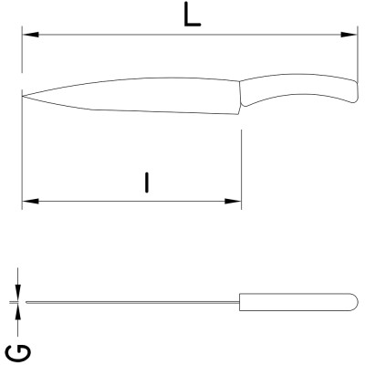 Cuchillo puntilla mango inyectado 150 mm