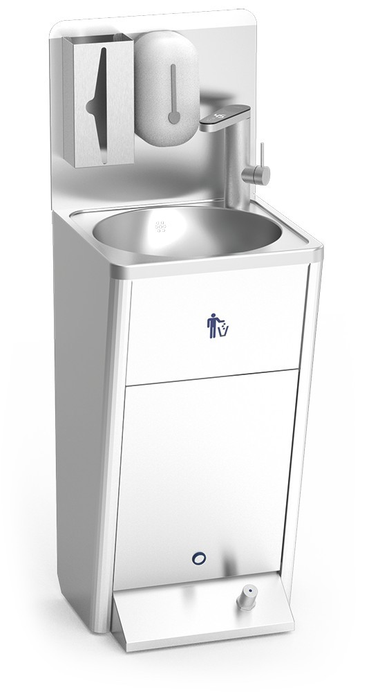 Lavamanos registrable acero inox con grifo calentador instantáneo