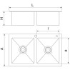 Fregadero 2 cubetas 820x450x220 mm