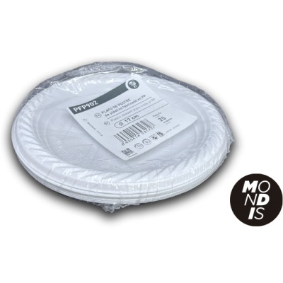 Plato de postre de plástico pp reutilizable 17 cm.. Modelo: PFP902