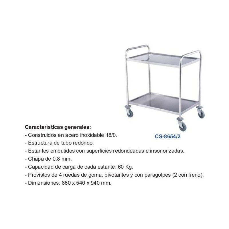 CARRO DE SERVICIO 2 BALDAS CS-8654/2