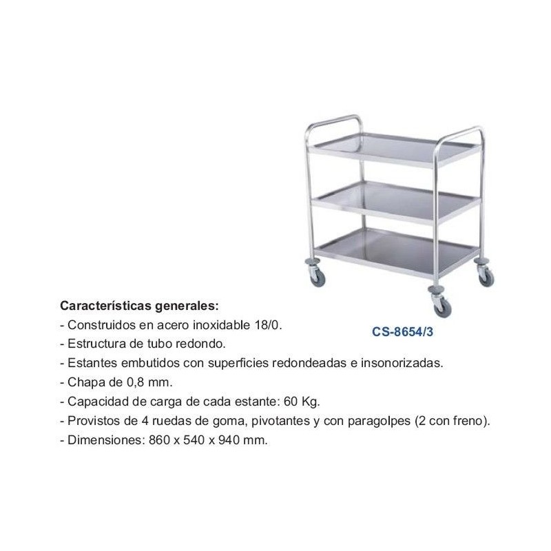 CARRO DE SERVICIO 3 BALDAS CS-8654/3