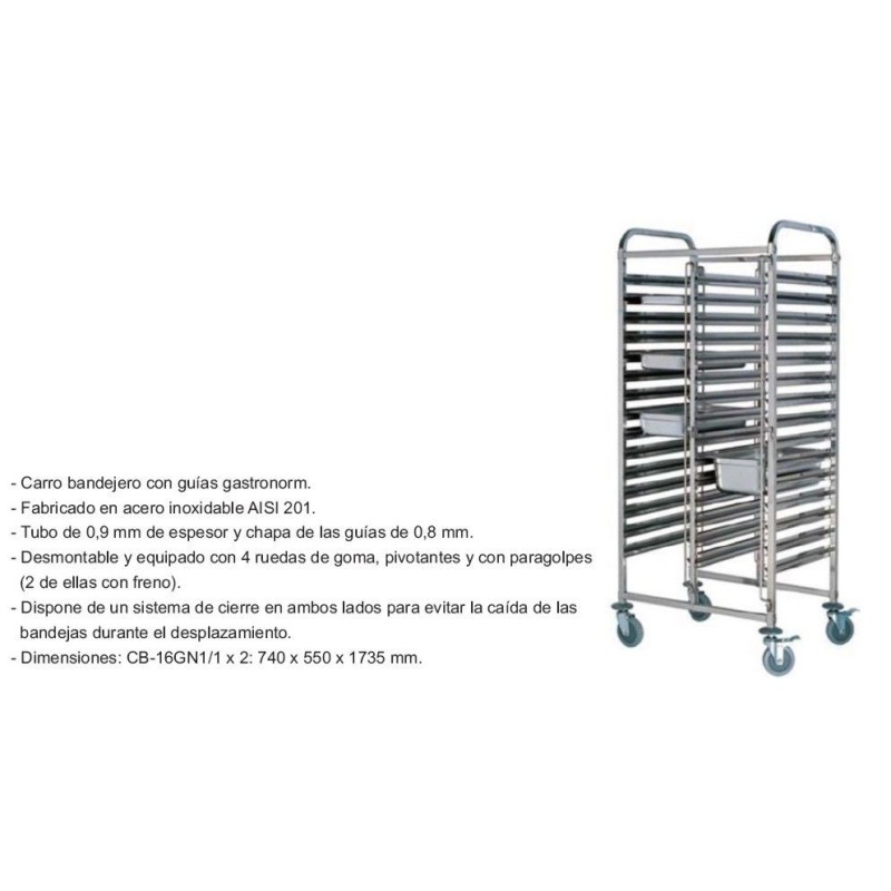 CARRO BANDEJERO DOBLE CB-16GN1/1X2