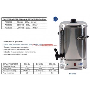 Dispensador de cafe caliente dcc-15 litros
