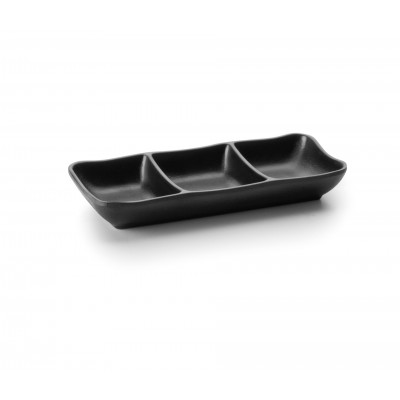 Fuente 3 salsas melamina black 19X8X3 cm. Lacor 63380