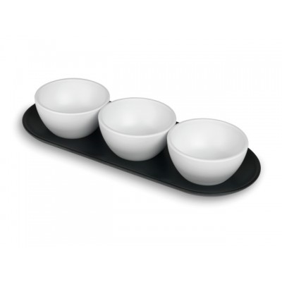 Bandeja 3 bols black white. Lacor 63403