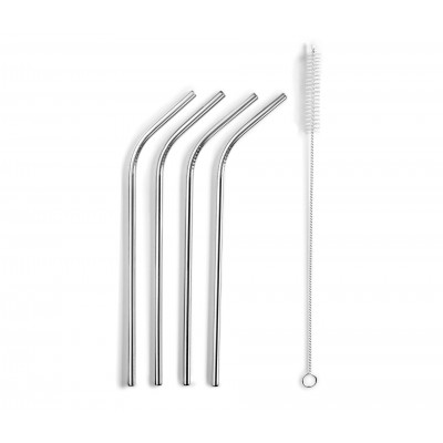 Set 4 pajitas inox 215CM con limpiador. Lacor 63131