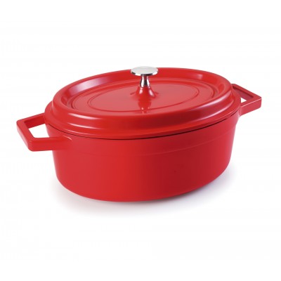 Cacerola oval roja alu. fundido 31x25 cms. Lacor 25931