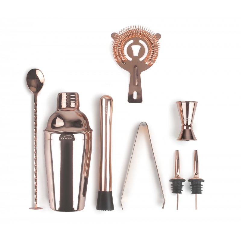 Set coctelería inox acabado cobre. Lacor 62182