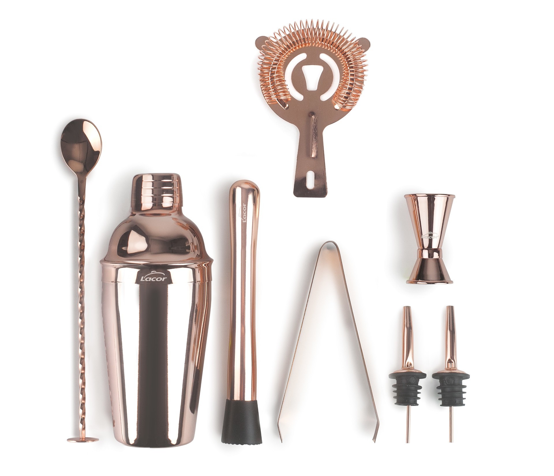 Set coctelería inox acabado cobre. Lacor 62182