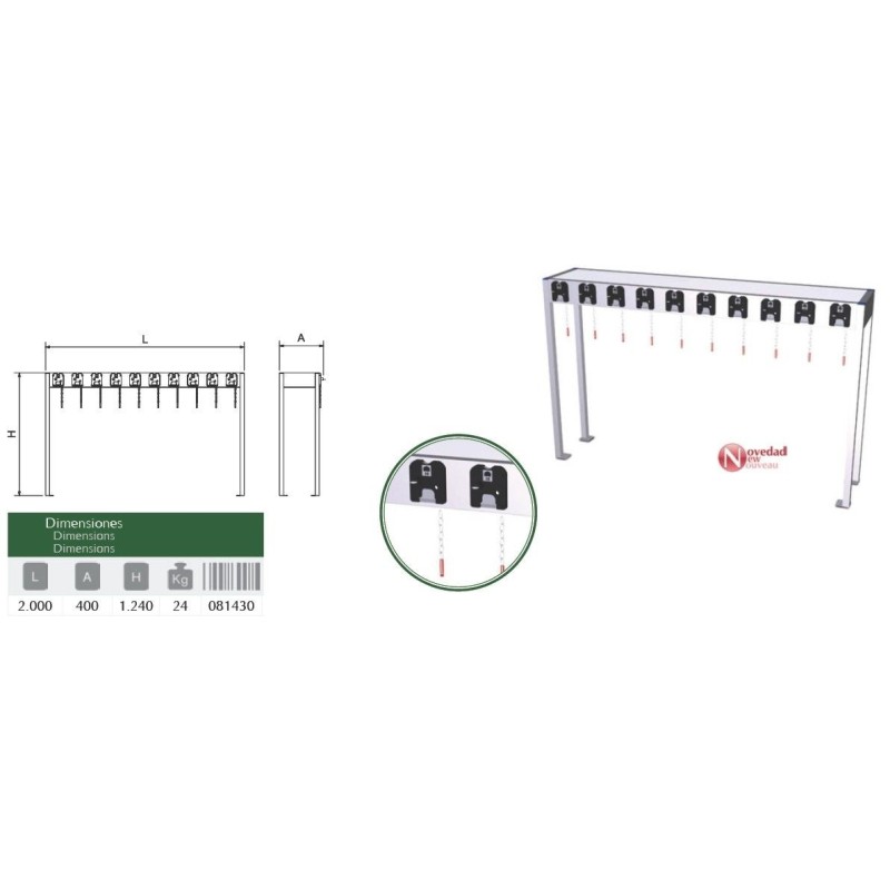 Consigna para carros de 2000x400x1240 mm.