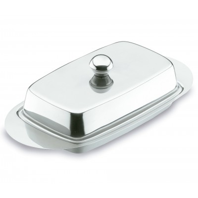 Fuente mantequilla con tapa inox 1810. Lacor 62951