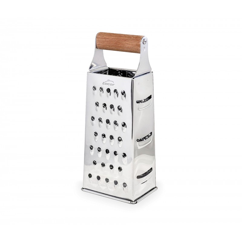 Rallador 4 caras inox con mango madera. Lacor 61365