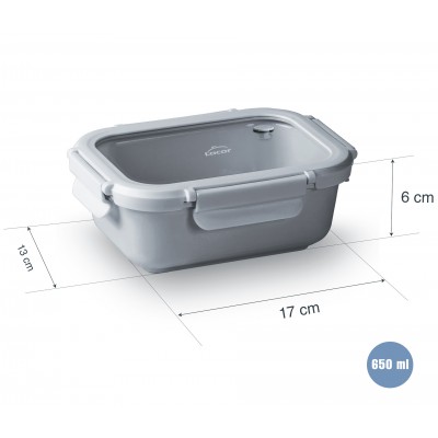 Recipiente rectangular ceram grey 650ML. Lacor 64631