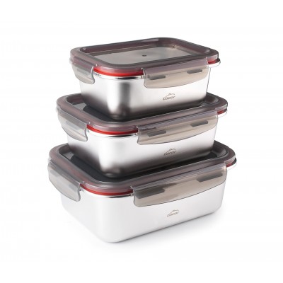 Set 3 recipientes rectangulares ecoinox. Lacor 64617