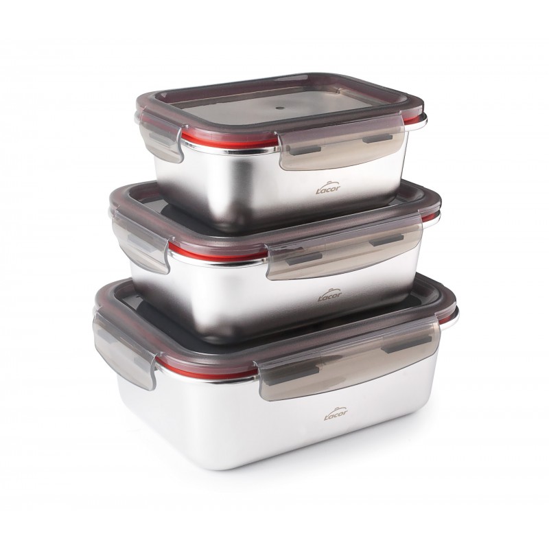 Set 3 recipientes rectangulares ecoinox. Lacor 64617